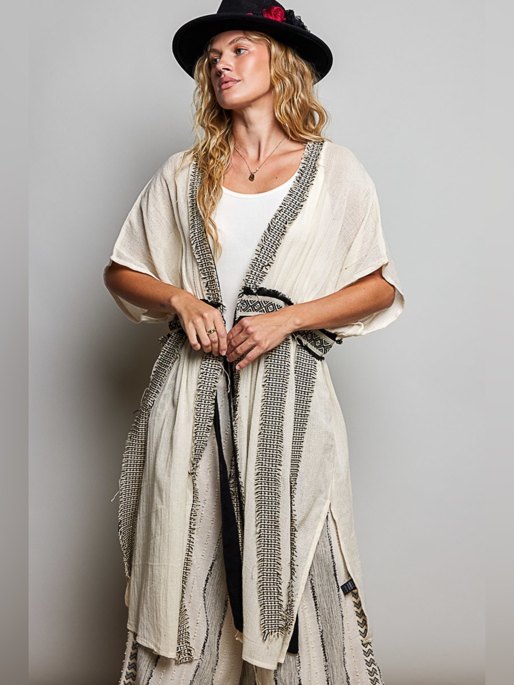POL “ Sunwashed Retreat “ Kimono | Natural